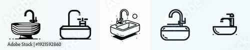 Vector line art of a washbasin. Bathroom equipment. Vektor, icon, set icon, minimalist, flat, illustration