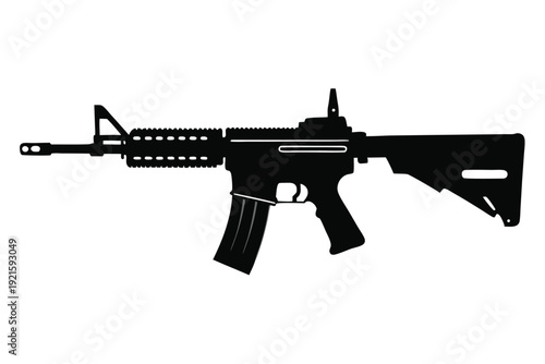carbine rifle silhouette line art vector illustration