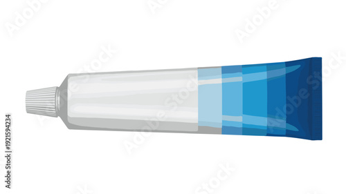 White and blue toothpaste tube isolated white background