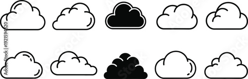 Cloud icons with one filled cloud in each row