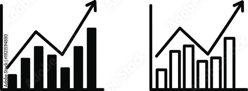 Two black and white graphs with increasing trends