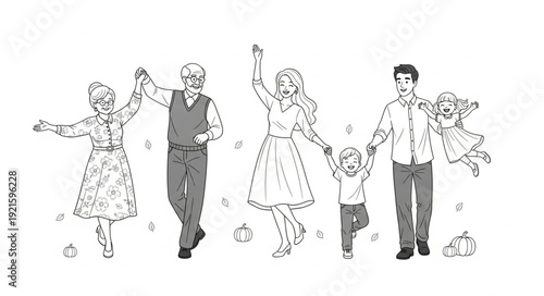 Family Dancing Together Joyfully Happy.
