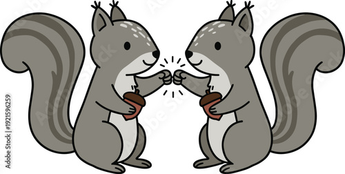 Cute Raccoon Fist Bump Vector Illustration