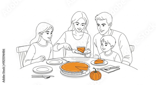 Family Dinner Gathering Illustration Sketch.