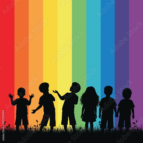 children colorful silhouettes background. playful kids vector illustration for banners, invitations, and party designs