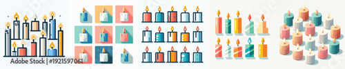 Vector set image of candle