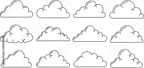 Collection of various cloud shapes and sizes