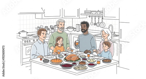 Family Gathering Around Dining Table.