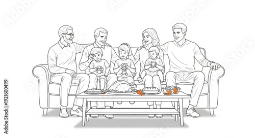Family Gathering Around Dining Table.