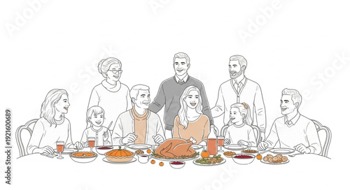 Family Gathering Around Dinner Table.