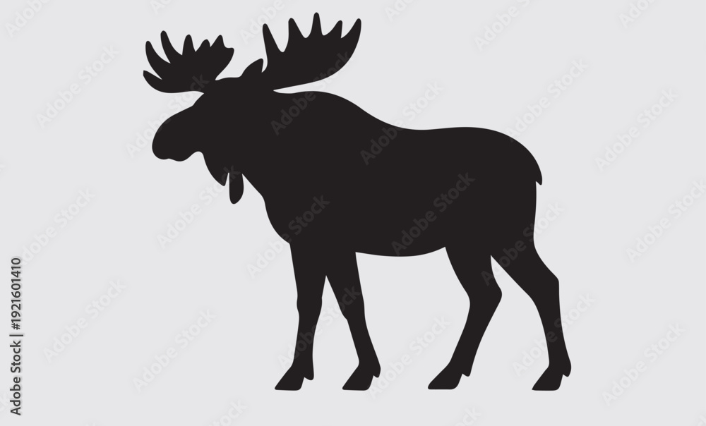 Obraz premium Print Set of reindeer silhouettes, reindeer - vector illustration.