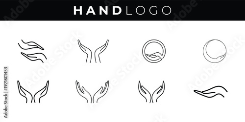 Line Art Hand Logo Design Set for Minimal and Modern Branding