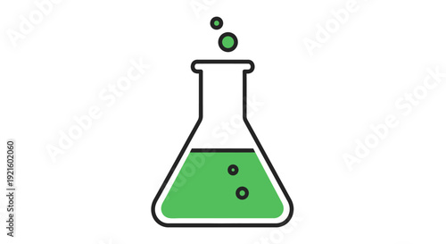 A Chemical Experiment Depicted in a Simplified and Colorful Scientific Illustration