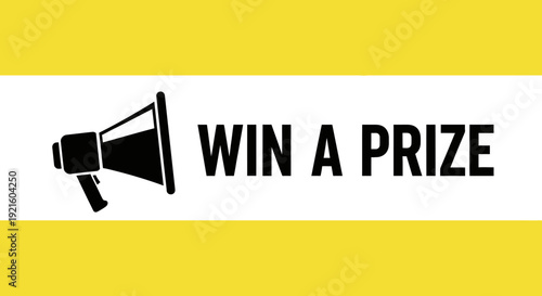 Announcement graphic promoting a contest with a megaphone icon and the phrase win a prize