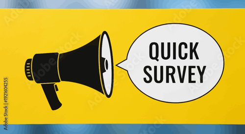 Announcement of a Quick Survey Utilizing a Megaphone on a Bright, Contrasting Background