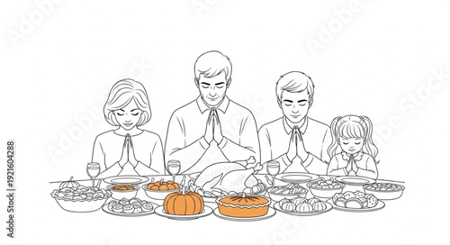 Family Gathering Around Dinner Table.