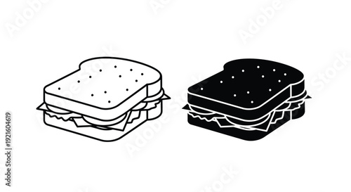 Two sandwich illustrations one light and one dark in silhouette