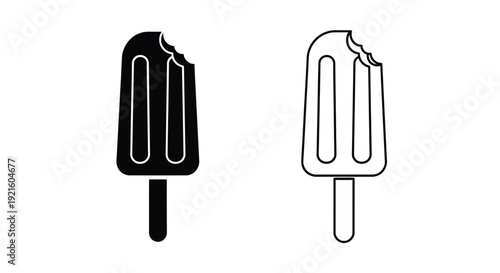 Two ice cream pops one dark and one light in silhouette