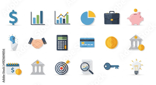 Financial and Business Icons Set.