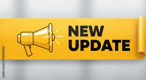 Announcing a New Update with Megaphone Illustration on a Yellow Banner