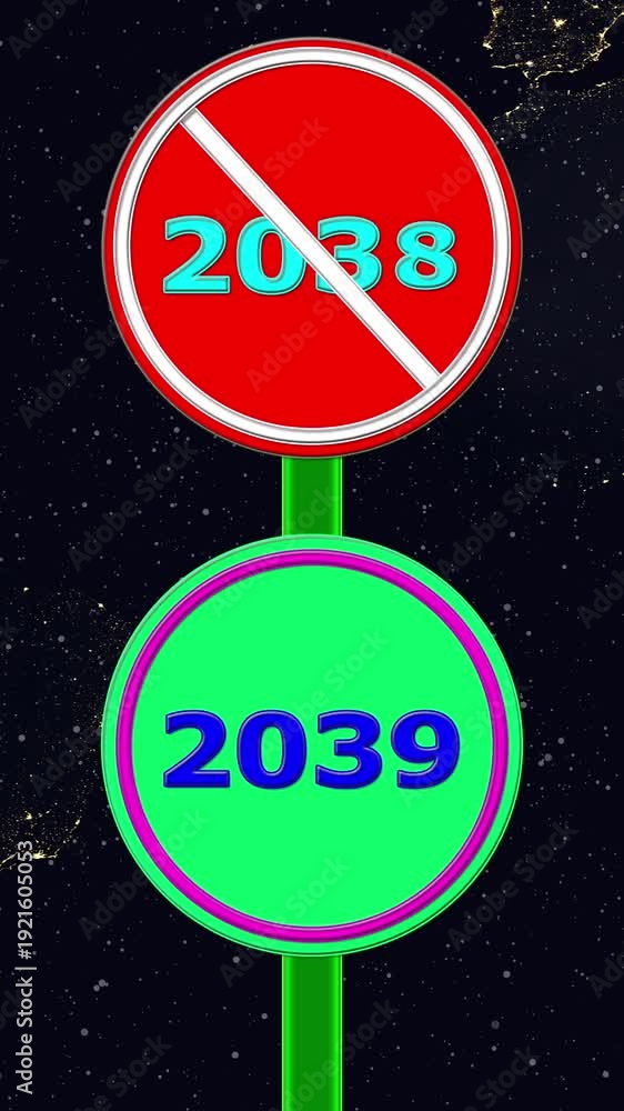 2038 No Entry and Coming 2039 new Year Comparison Road Sign Animation ...