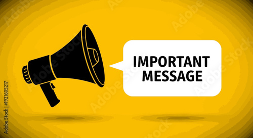 Announcing an Important Message Through a Megaphone on a Yellow Background