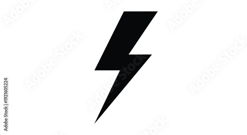 A stark black lightning bolt illustration against a white backdrop silhouette