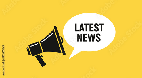 Announcing Breaking Developments: News Alert Presented with Megaphone on a Golden Background