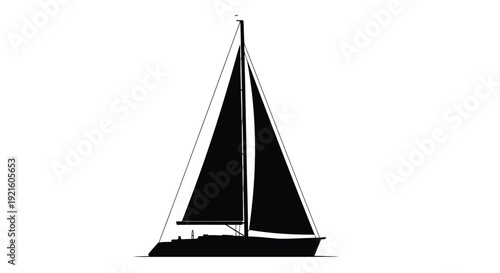 Elegant sailboat with tall masts presented as a striking silhouette