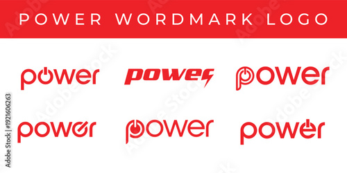 Modern Power Wordmark Logo Design Set for Electric and Industrial Business