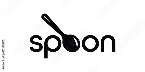 Modern Spoon Wordmark Logo Design for Restaurant and Food Brand