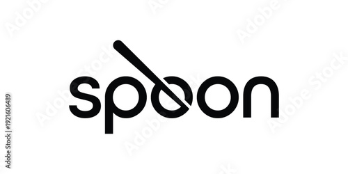 Modern Spoon Wordmark Logo Design for Restaurant and Food Brand