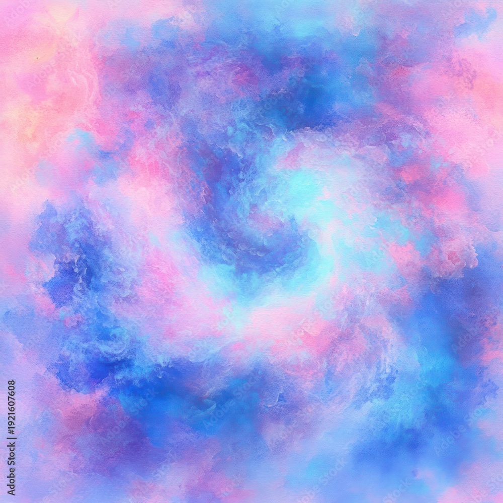 Naklejka premium dreamy pastel cloud swirl of pink, blue, and purple with soft misty textures evoking calm and wonder