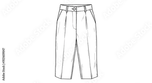 Wide leg cropped trousers sketch in black and white