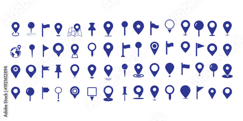 Map pin icon. Location map pin icon set. Address direction sign. Isolated geo tag. Map marker pointer icon set. GPS location symbol collection. Vector illustrator. 