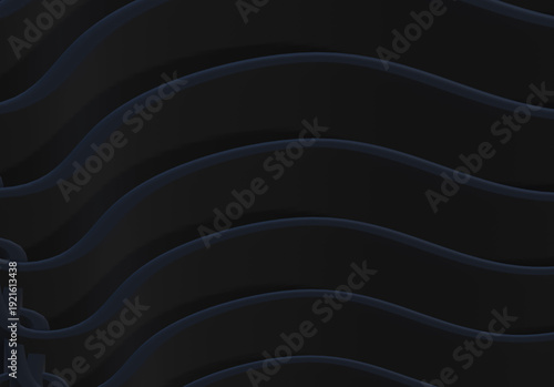 Dark black Abstract 3d render background geometric spiral curves light lines design render wallpaper modern illustration multicolored wavy surfaces waves