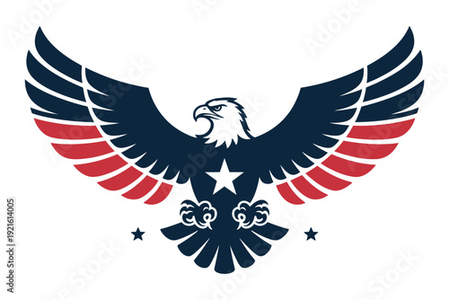 Eagle with the American flag, patriotic vector illustration