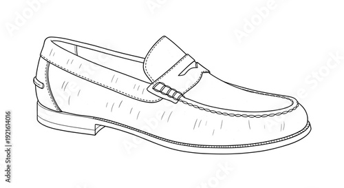 Classic loafers sketch in black and white fashion style