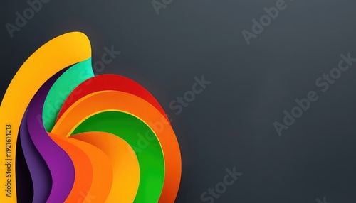 Colorful Arc Segment Design Against Dark Background, Creative Illustration with Vibrant Layers