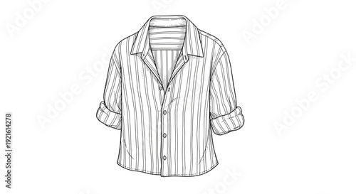 Short sleeve striped shirt sketch in black and white
