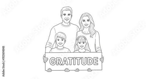 Family Hand Drawn Grateful Illustration.