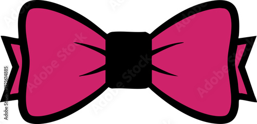 Bright Pink Bow Tie Accessory Graphic Element
