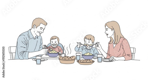 Family Having Breakfast Together.
