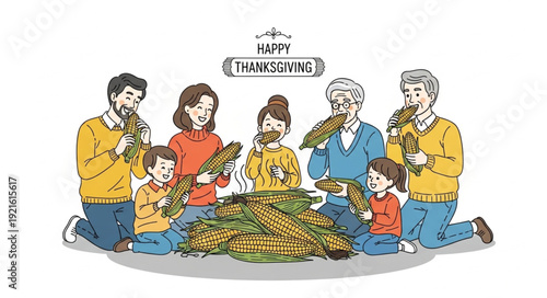 Family Gathering Around Thanksgiving Turkey.