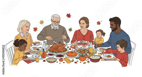 Family Gathering for Thanksgiving Dinner.