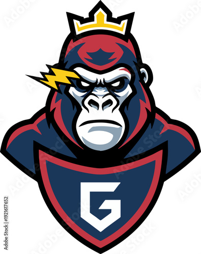 Powerful Gorilla King Mascot Emblem Logo Design