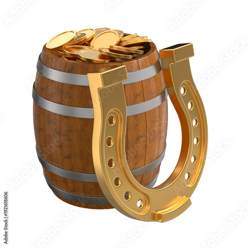 Wooden barrel full shiny go...
