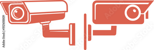 Security camera icons surveillance system technology for monitoring and protection.