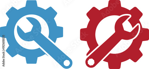 Wrench and gear icon tool equipment engineering mechanical repair service.