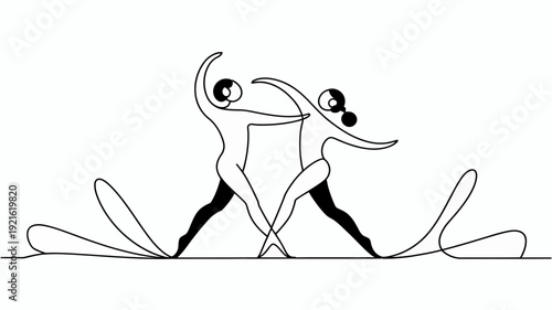 Dancing Duo: A fluid dance of connection and harmony is portrayed with two figures entwined in a dynamic pose, expressing the grace and beauty of movement. 